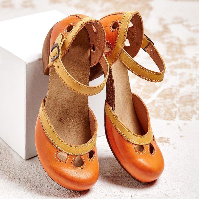 Orthotic Sandals with Wear | Cut-Out Mary Jane Block Heels