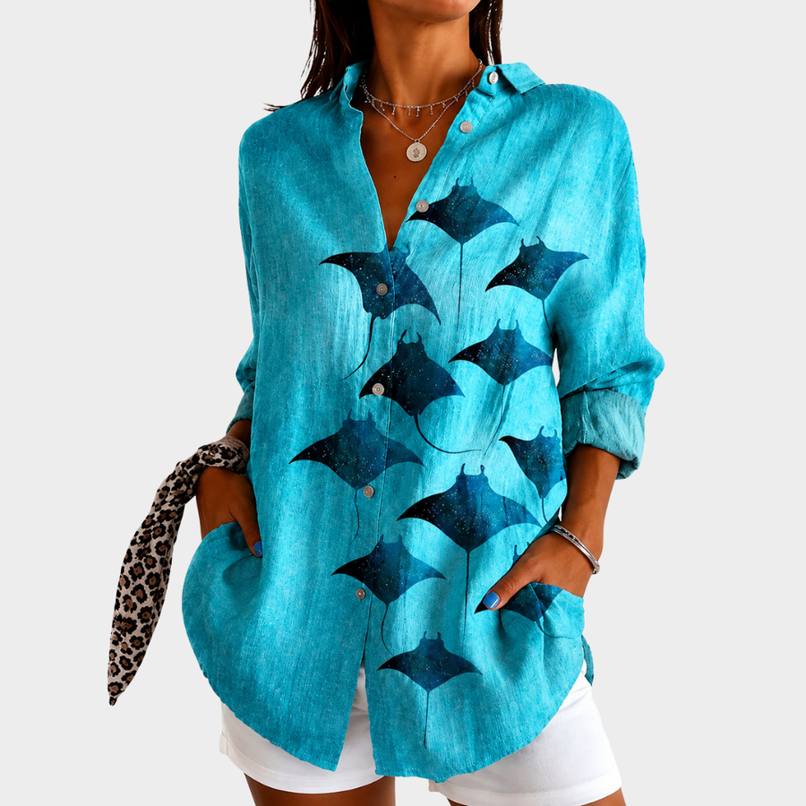 Roslyn | Ocean Drift Ray Blouse