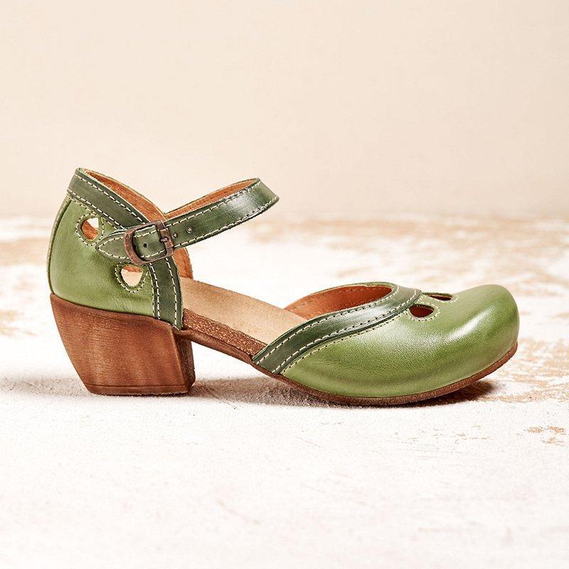 Orthotic Sandals with Wear | Cut-Out Mary Jane Block Heels