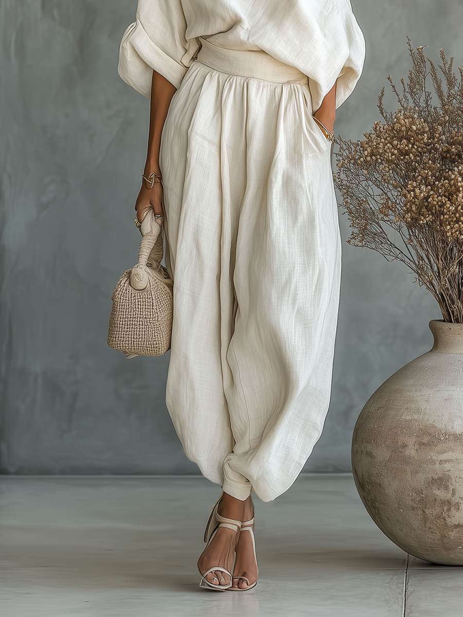Paola - Off-Shoulder Set with Tapered Trousers