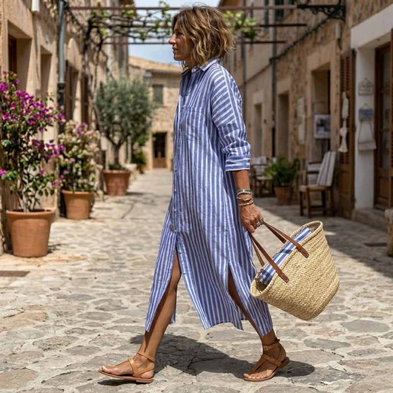 Carla | Airy Striped Shirt Dress