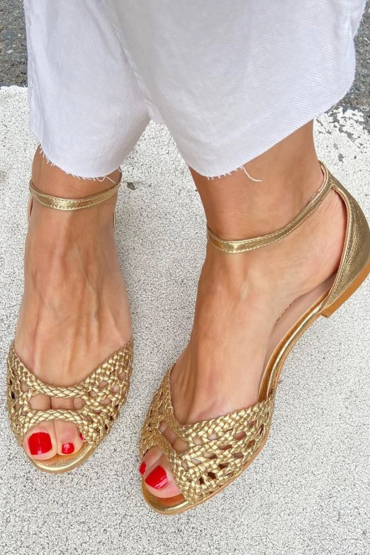 Elegant Low Open-Toe Woven Cut-Out Sandals with Ankle Strap