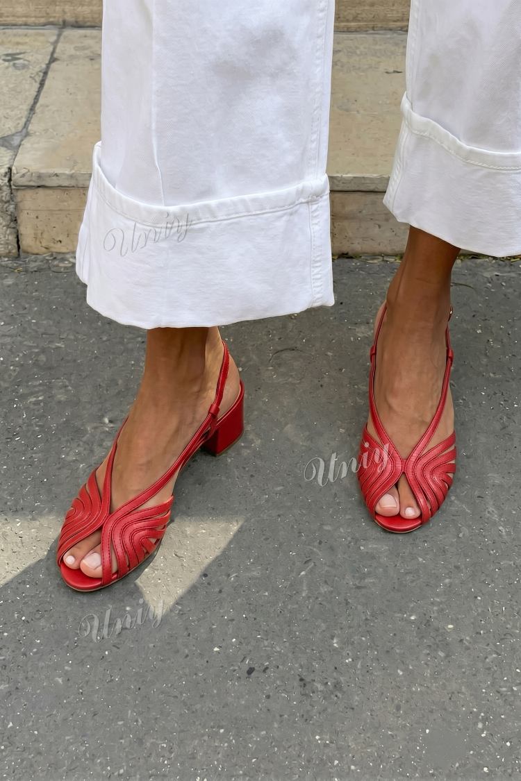 Metallic Rose Gold Woven Block Heel Slingback Peep Toe