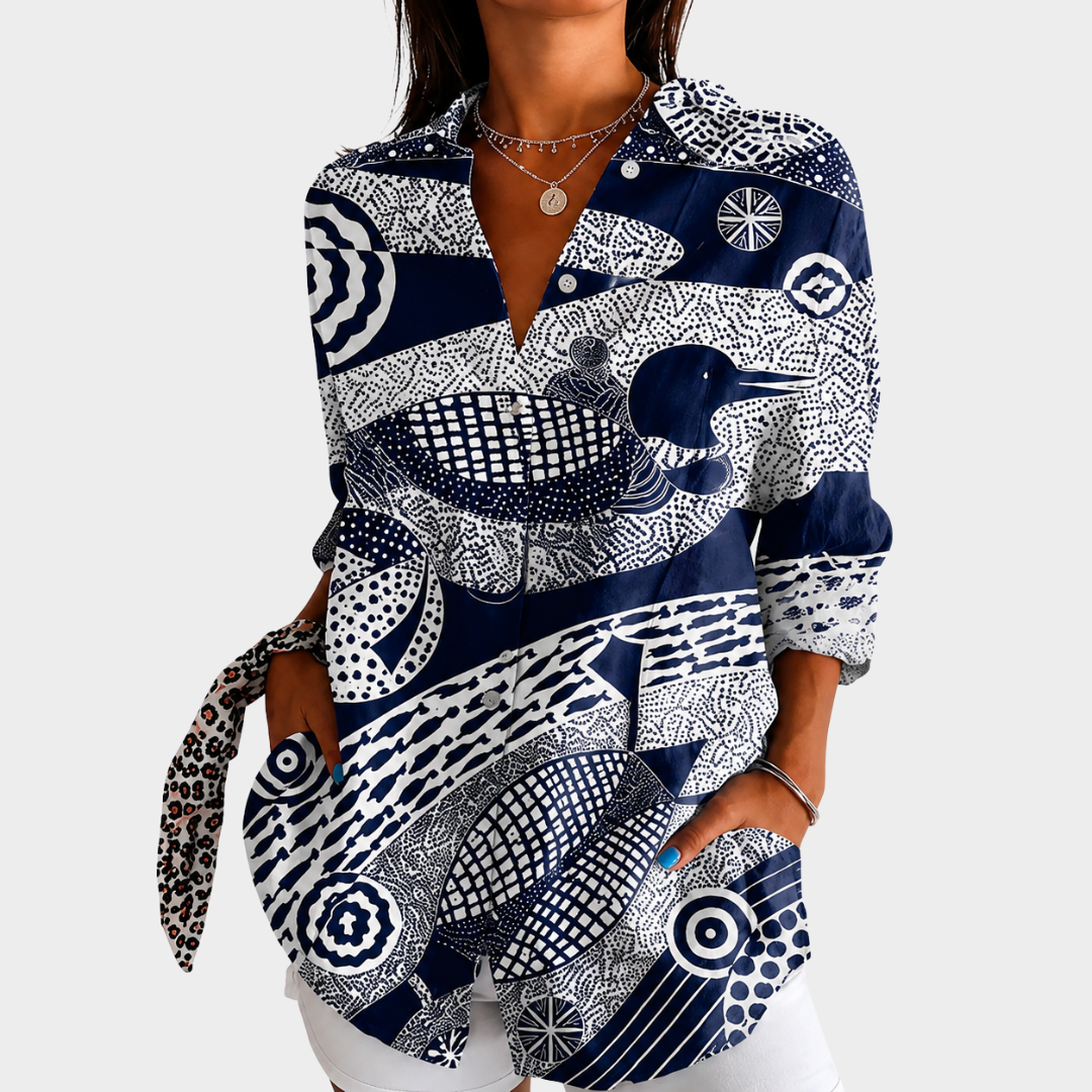 Yindi | Coastal Mosaic Print Blouse