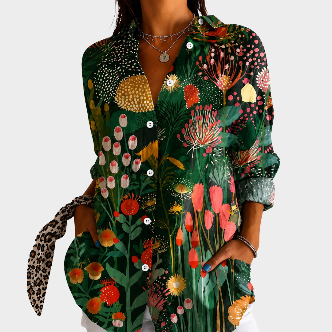 Kiara | Midnight Garden Statement Blouse