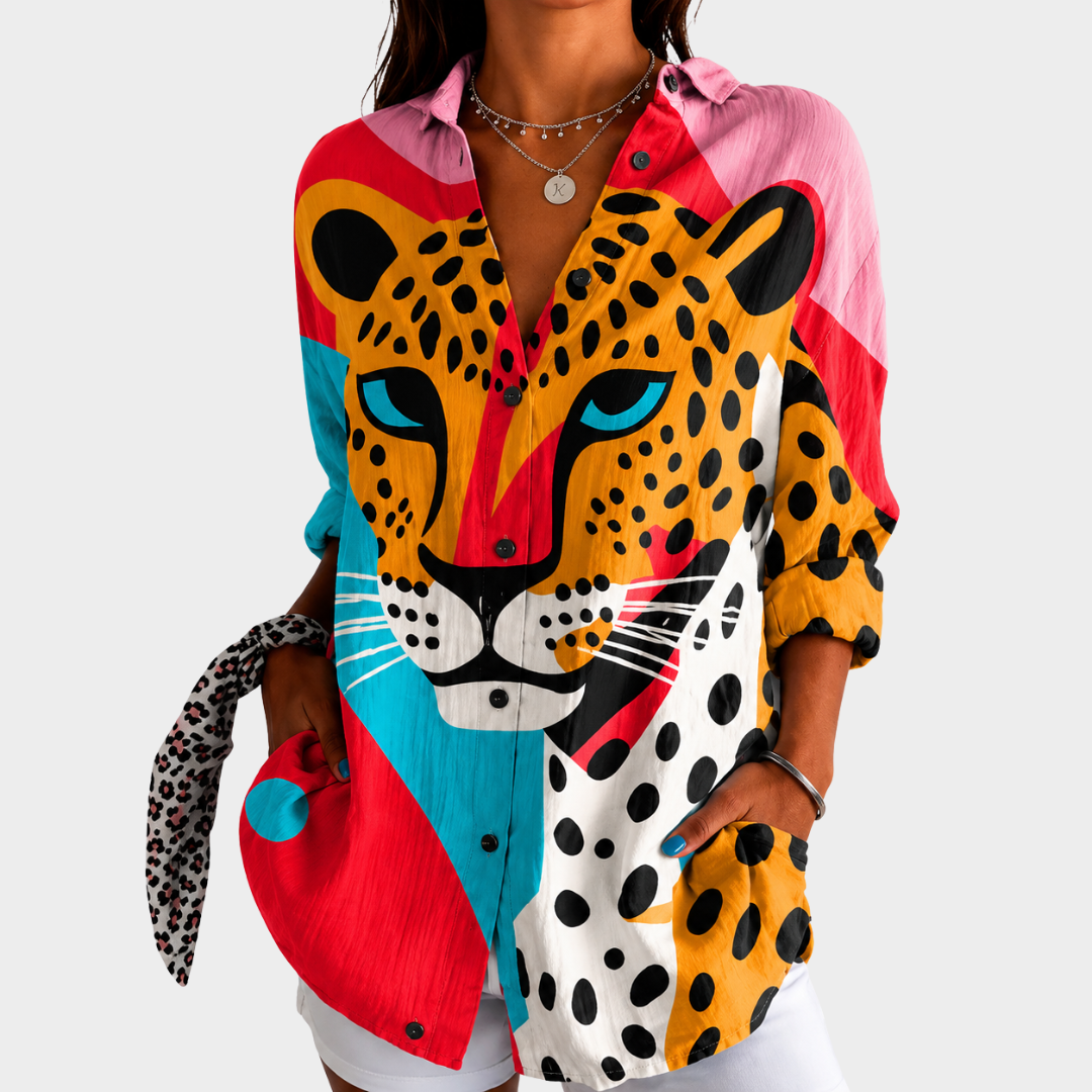 Tahnee | Bold Leopard Face Blouse