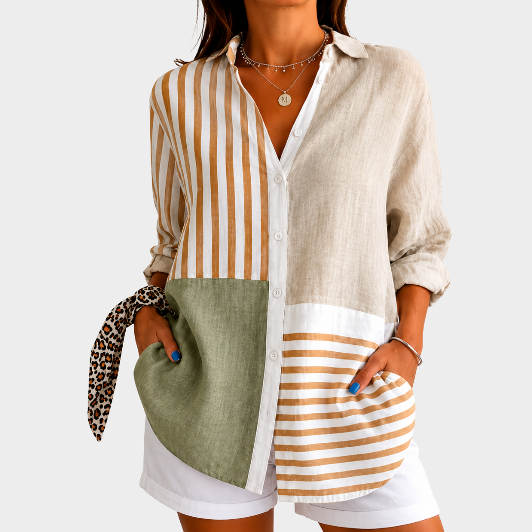 Kirrily | Coastal Harmony Patchwork Blouse