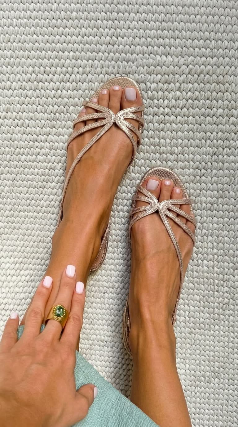 Camille | Golden Sandals, Summer Elegance