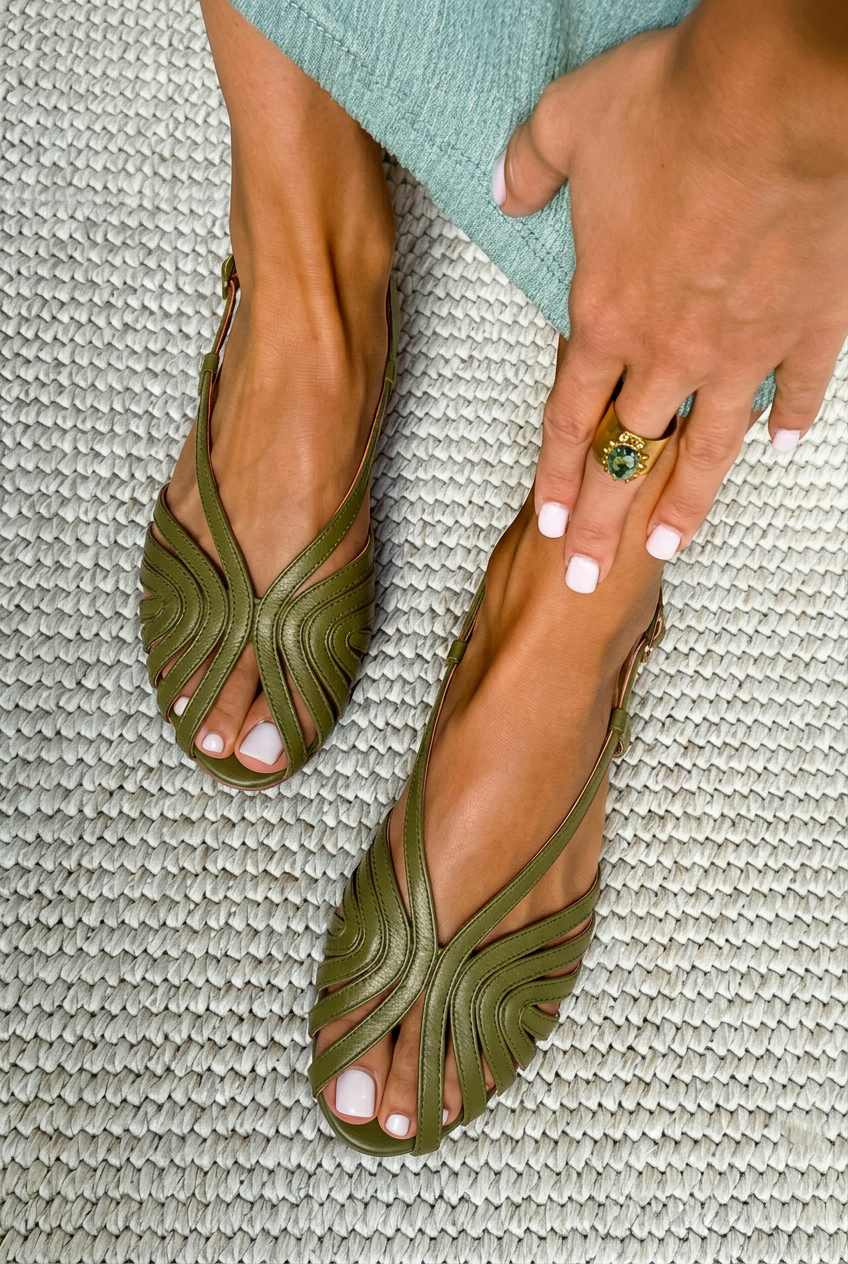 Red Low Summer Peep Toe Sandals with Straps