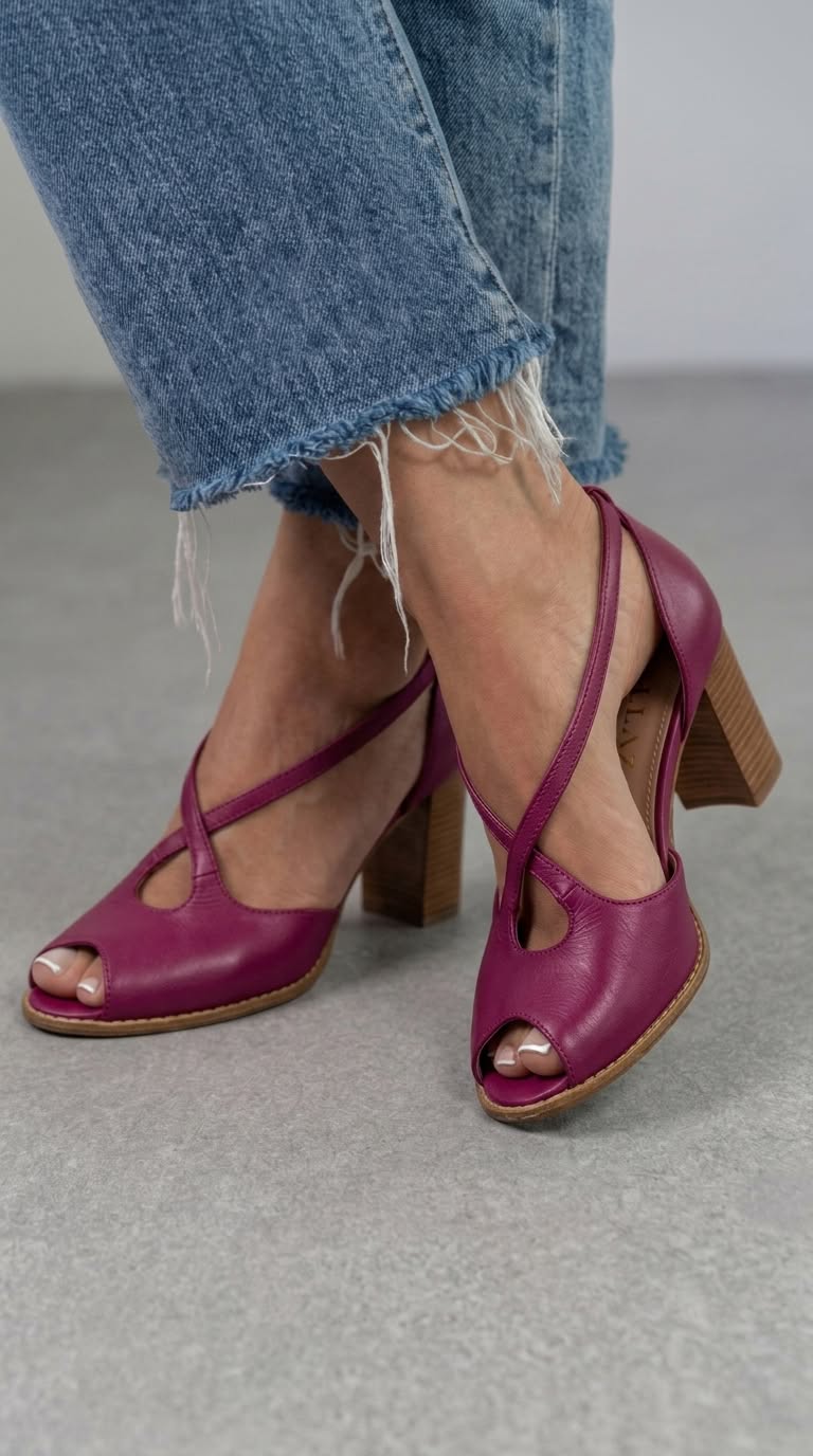 Elegant Powder Pink and Pink Open-Toe Sandals with Crossed Straps and Block Heel