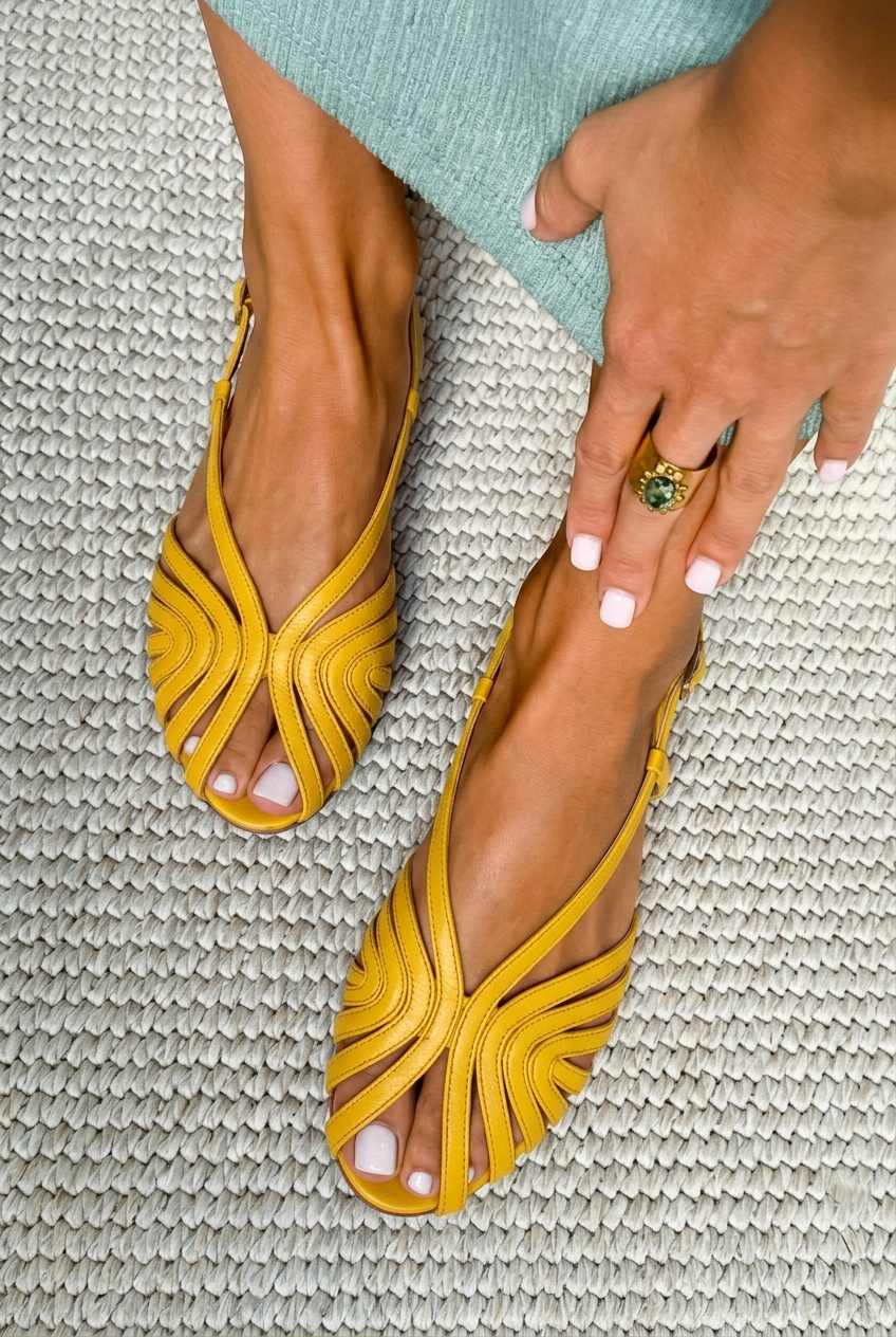 Red Low Summer Peep Toe Sandals with Straps