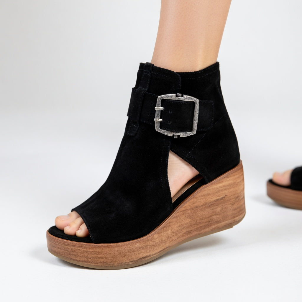 Orélisse - Open-toe Wedge Ankle Boots in Modern Style