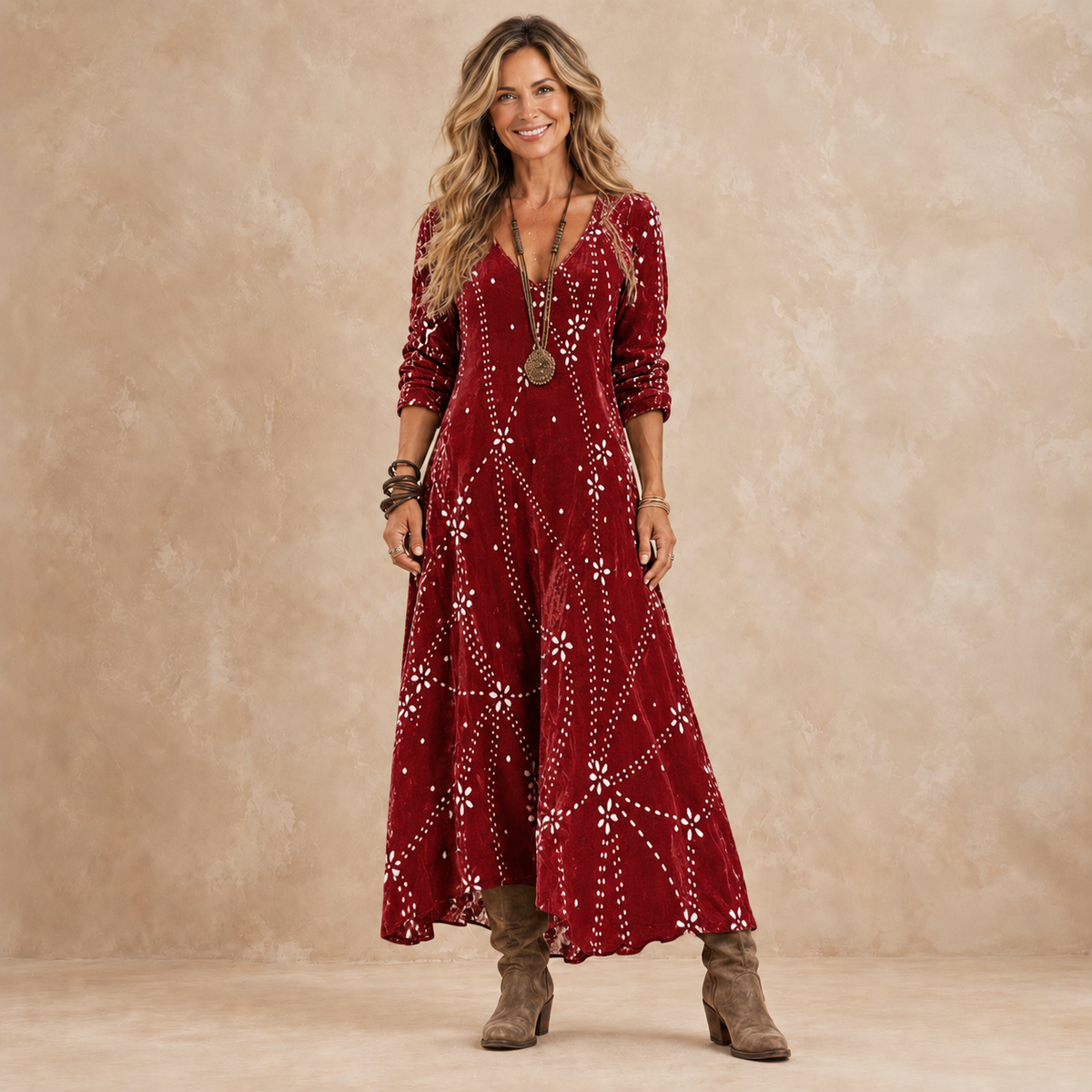 Juliette | Crimson Bohemian Maxi Dress
