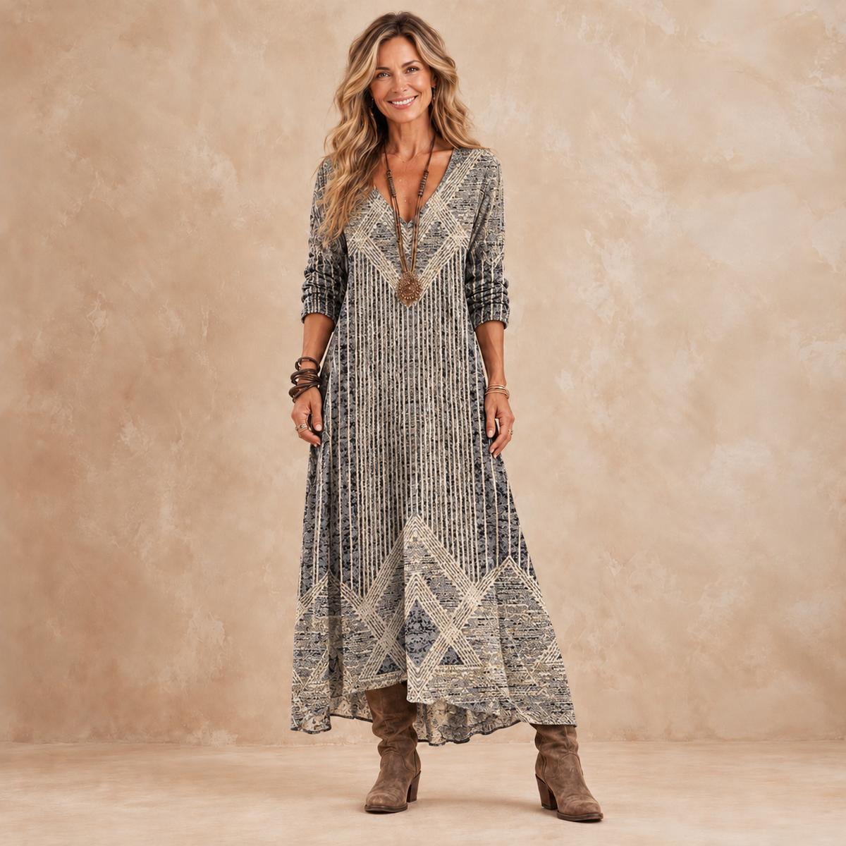 Sienna | Geometric Bohemian Maxi Dress