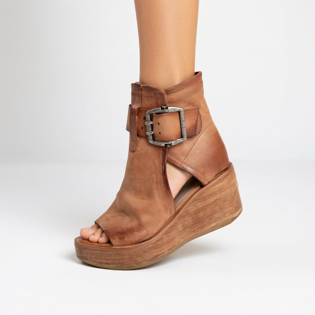 Orélisse - Open-toe Wedge Ankle Boots in Modern Style
