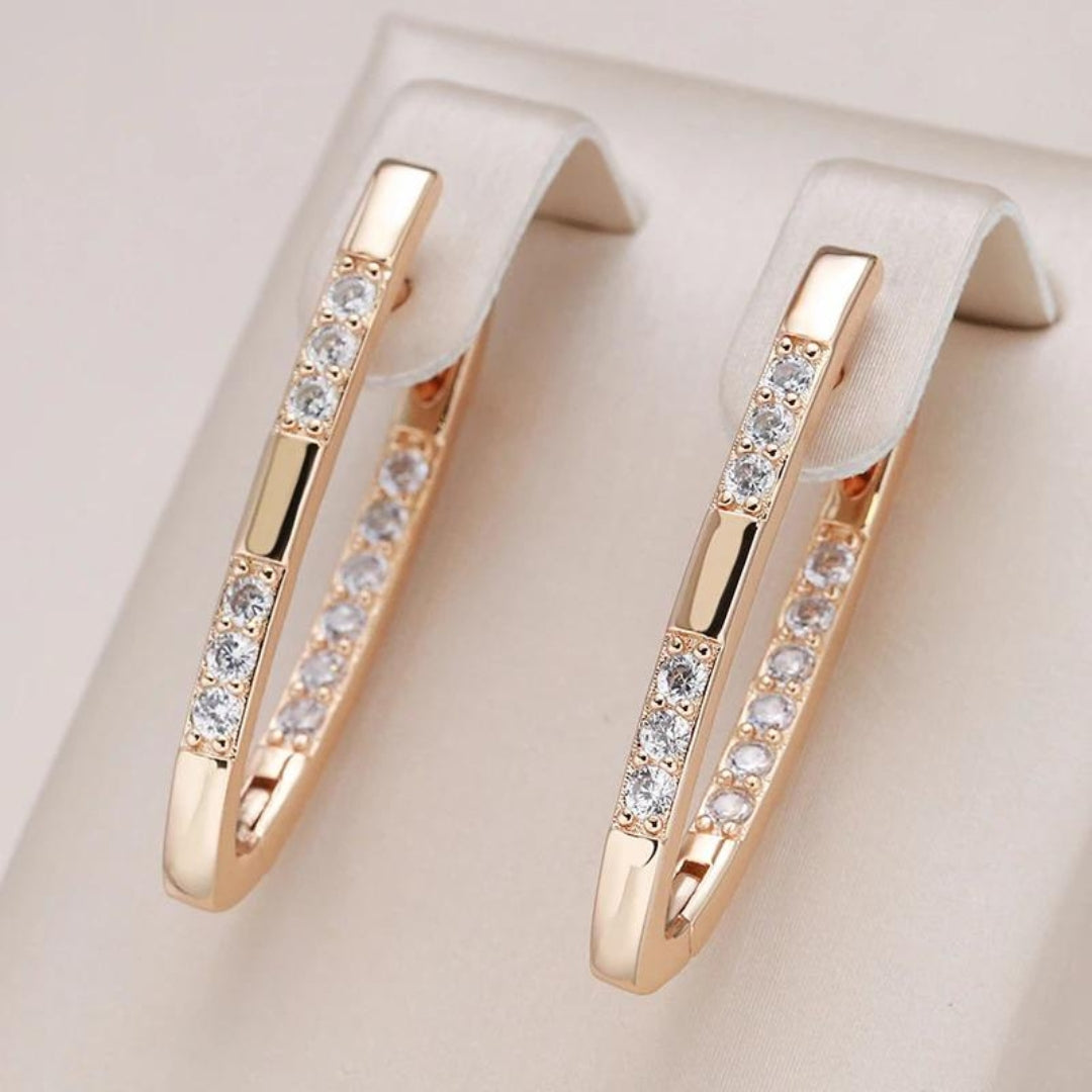 Elegant earrings with zirconia in gold