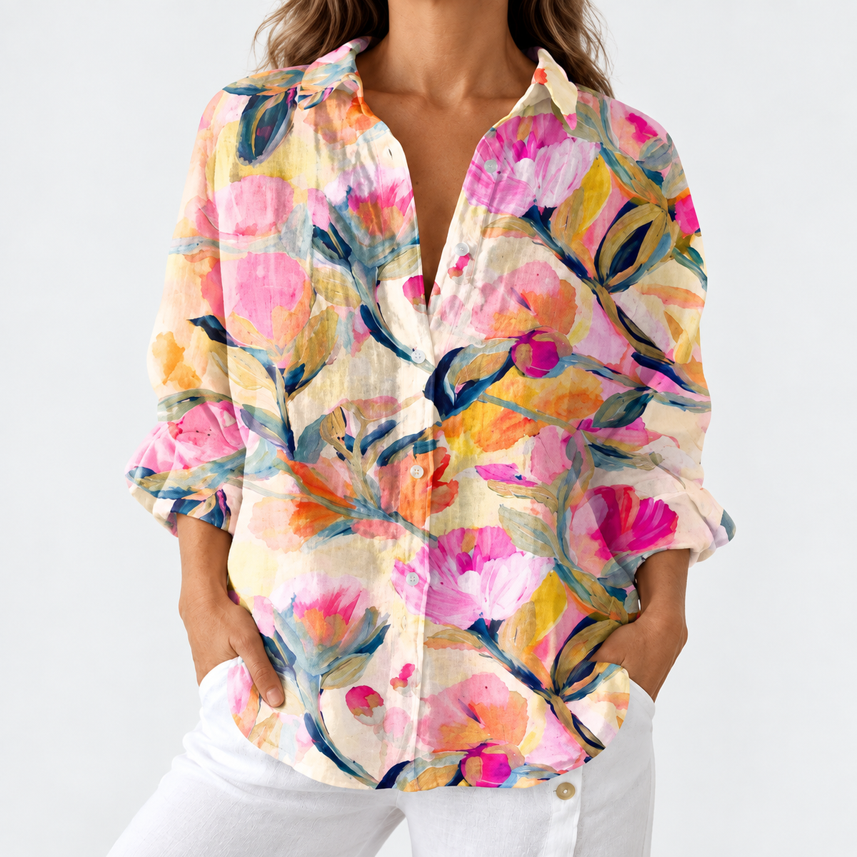 Primrose | Peach Watercolour Bloom Blouse
