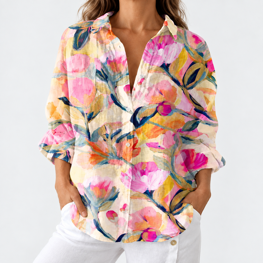 Primrose | Peach Watercolour Bloom Blouse