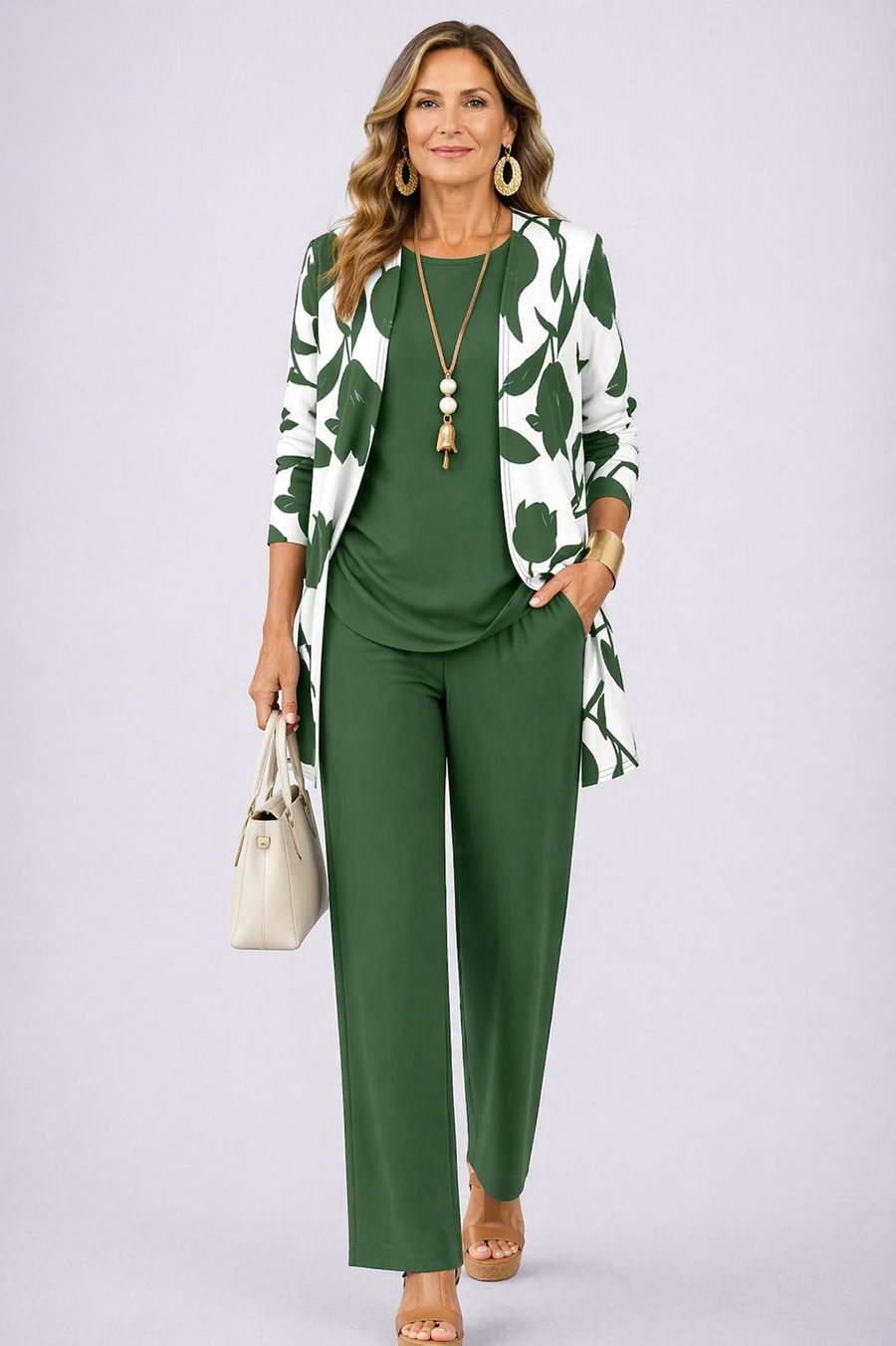 Three-Piece Set · Green and White