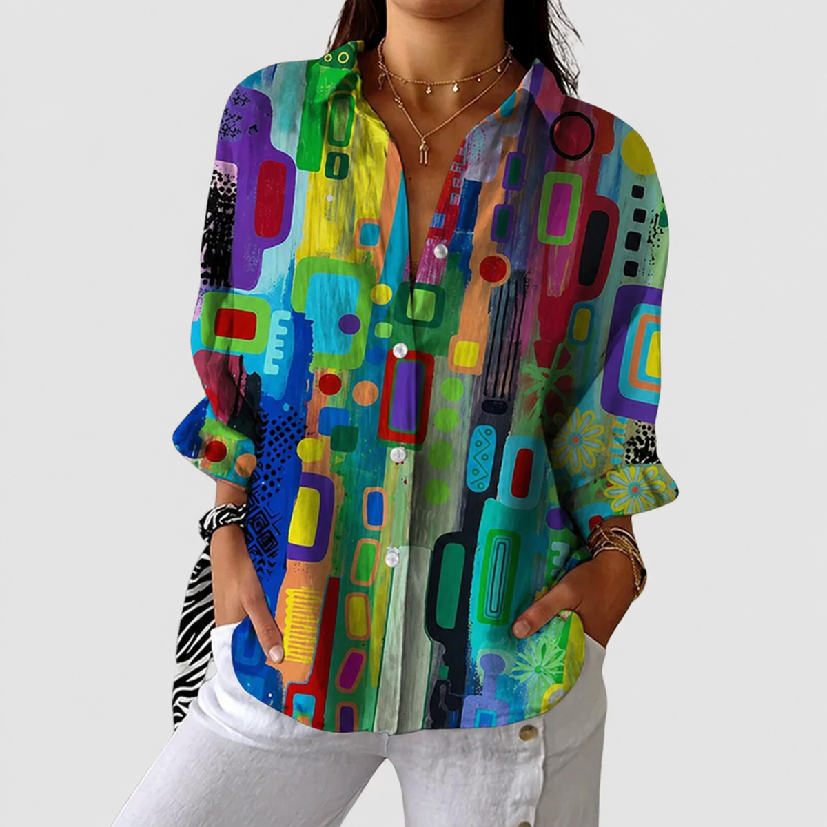Mirthe light blouse with colourful print