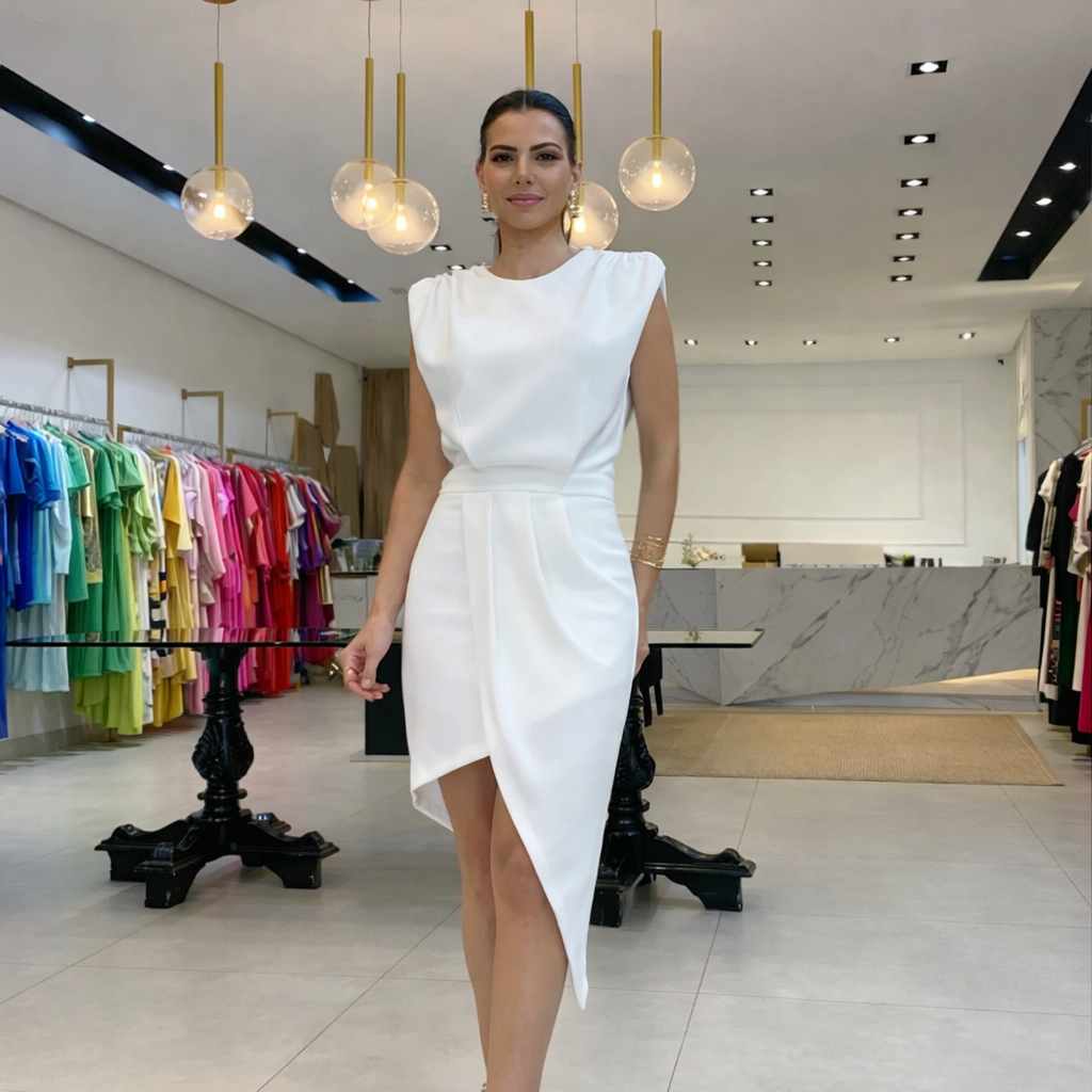 Alessia | Elegant dress with structured asymmetric line