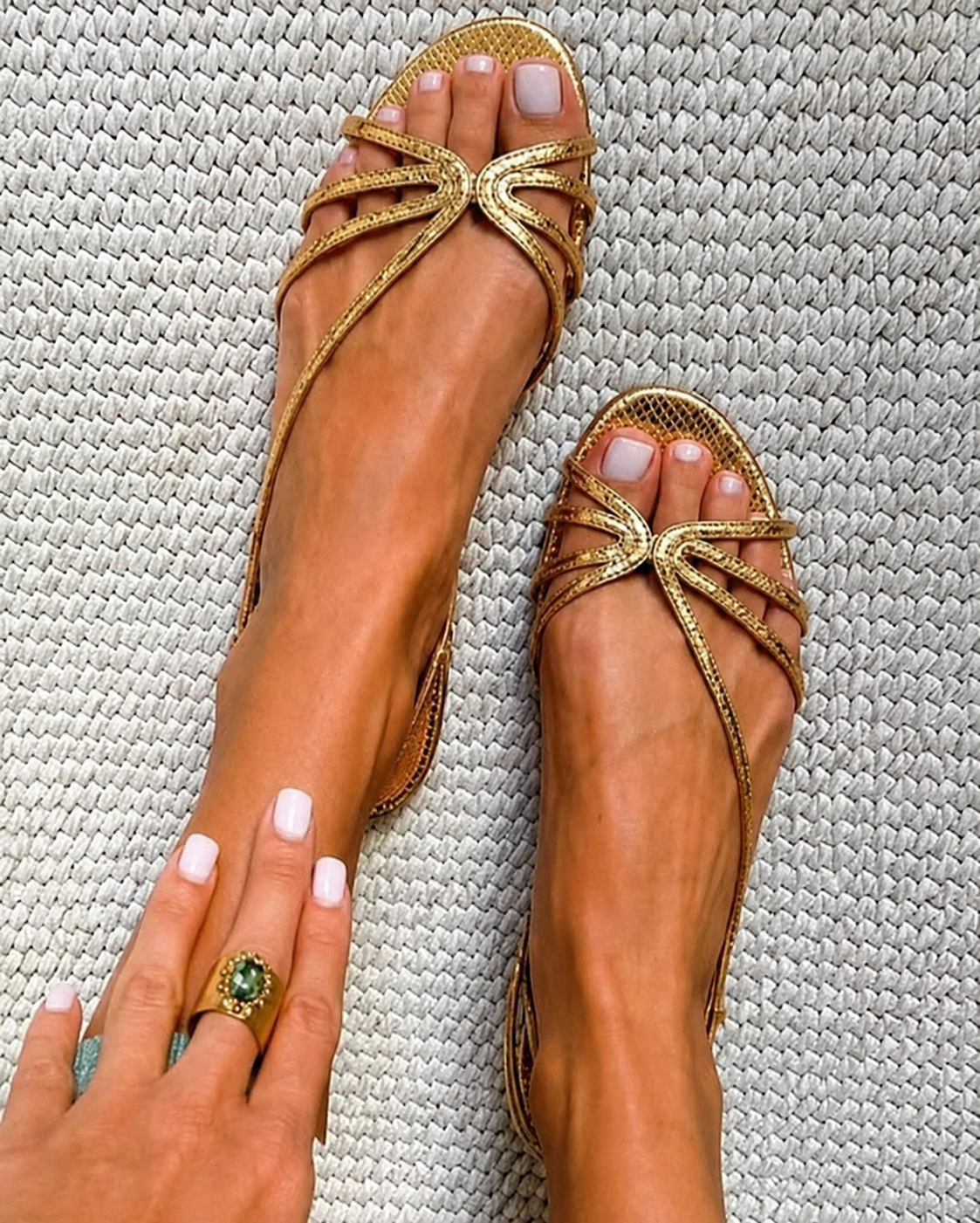 Camille | Golden Sandals, Summer Elegance