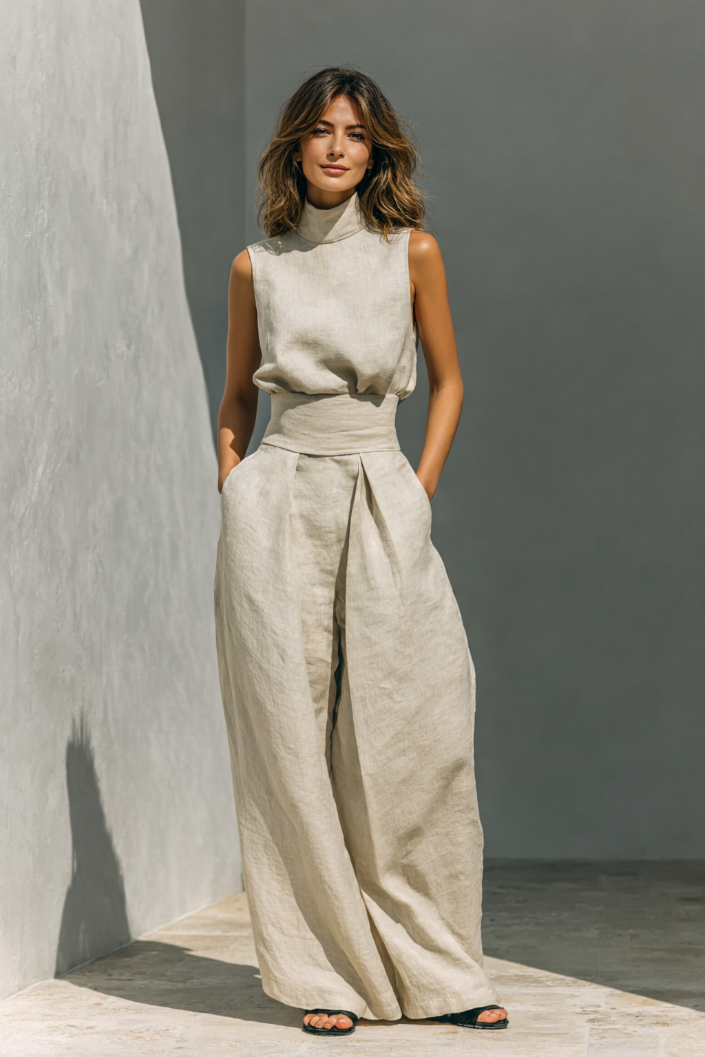Maria | Minimalist Women's Tank Top and Wide Leg Trouser Set