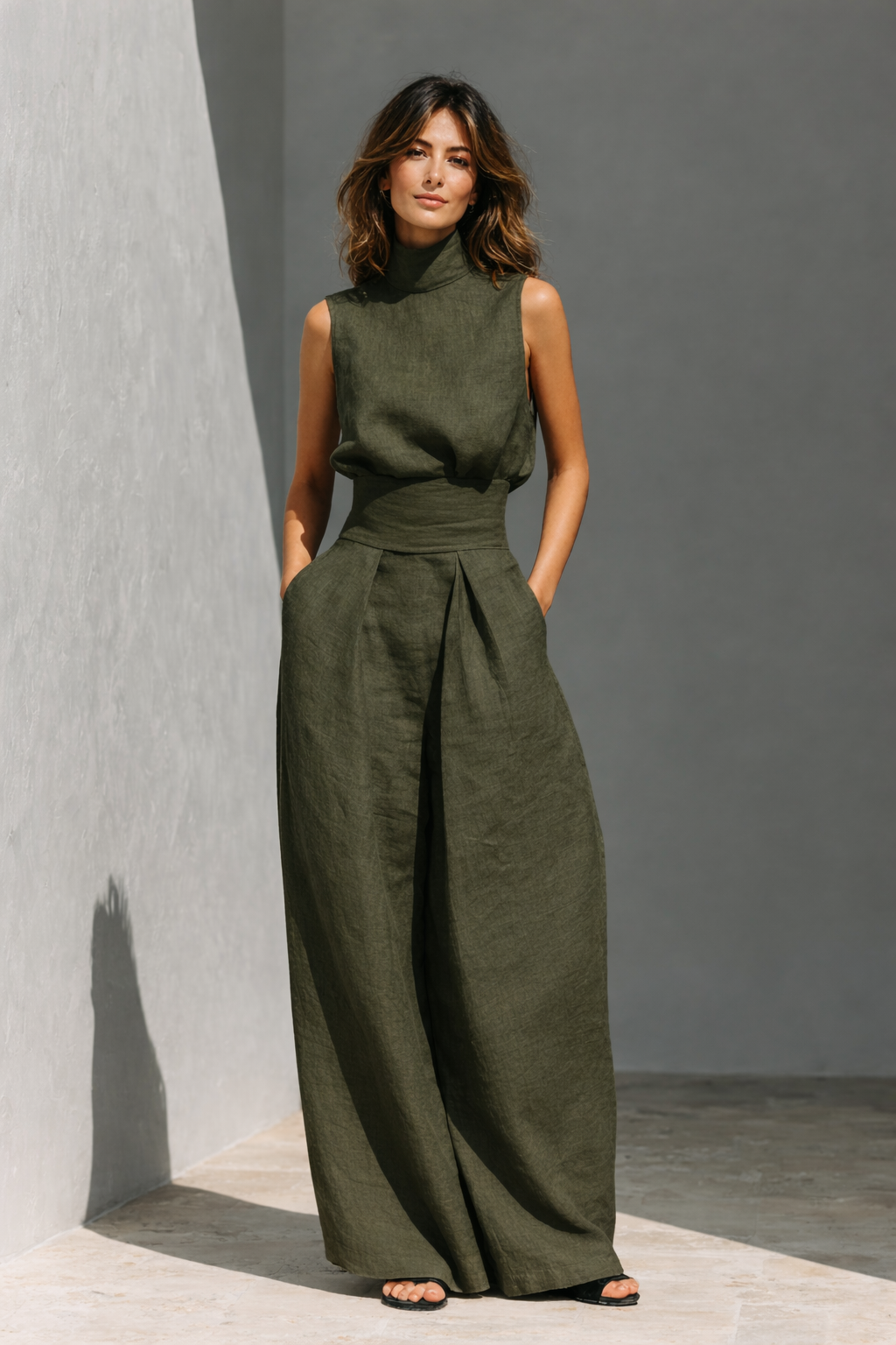 Maria | Minimalist Women's Tank Top and Wide Leg Trouser Set