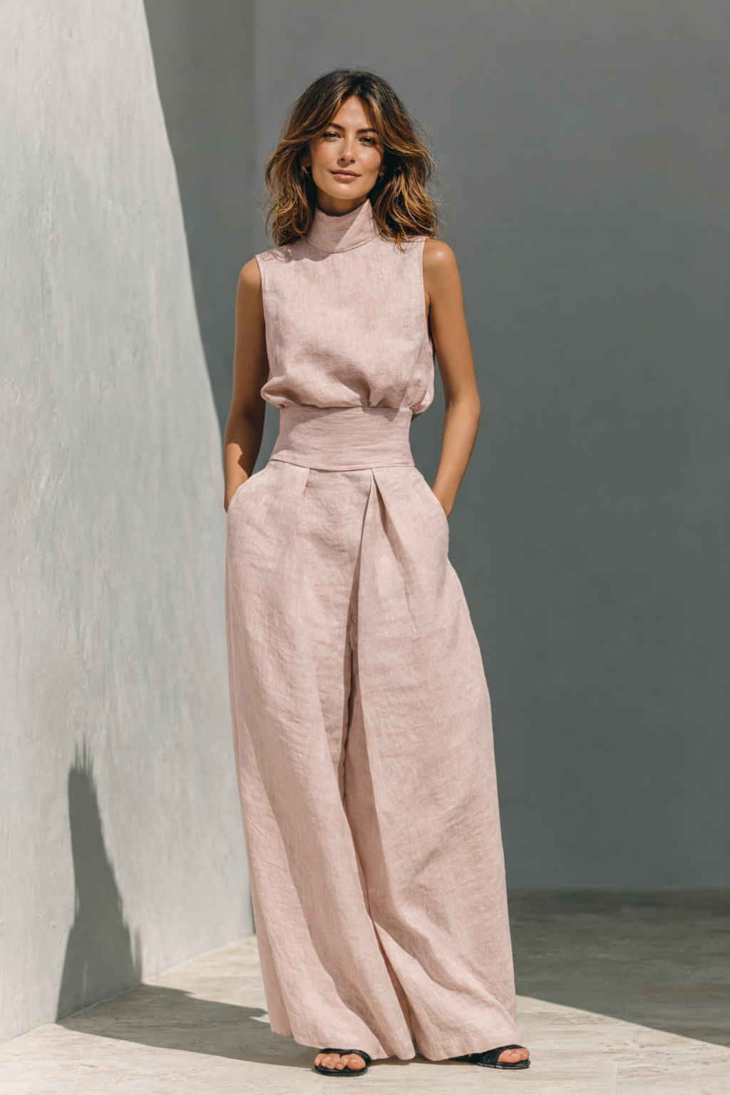 Maria | Minimalist Women's Tank Top and Wide Leg Trouser Set