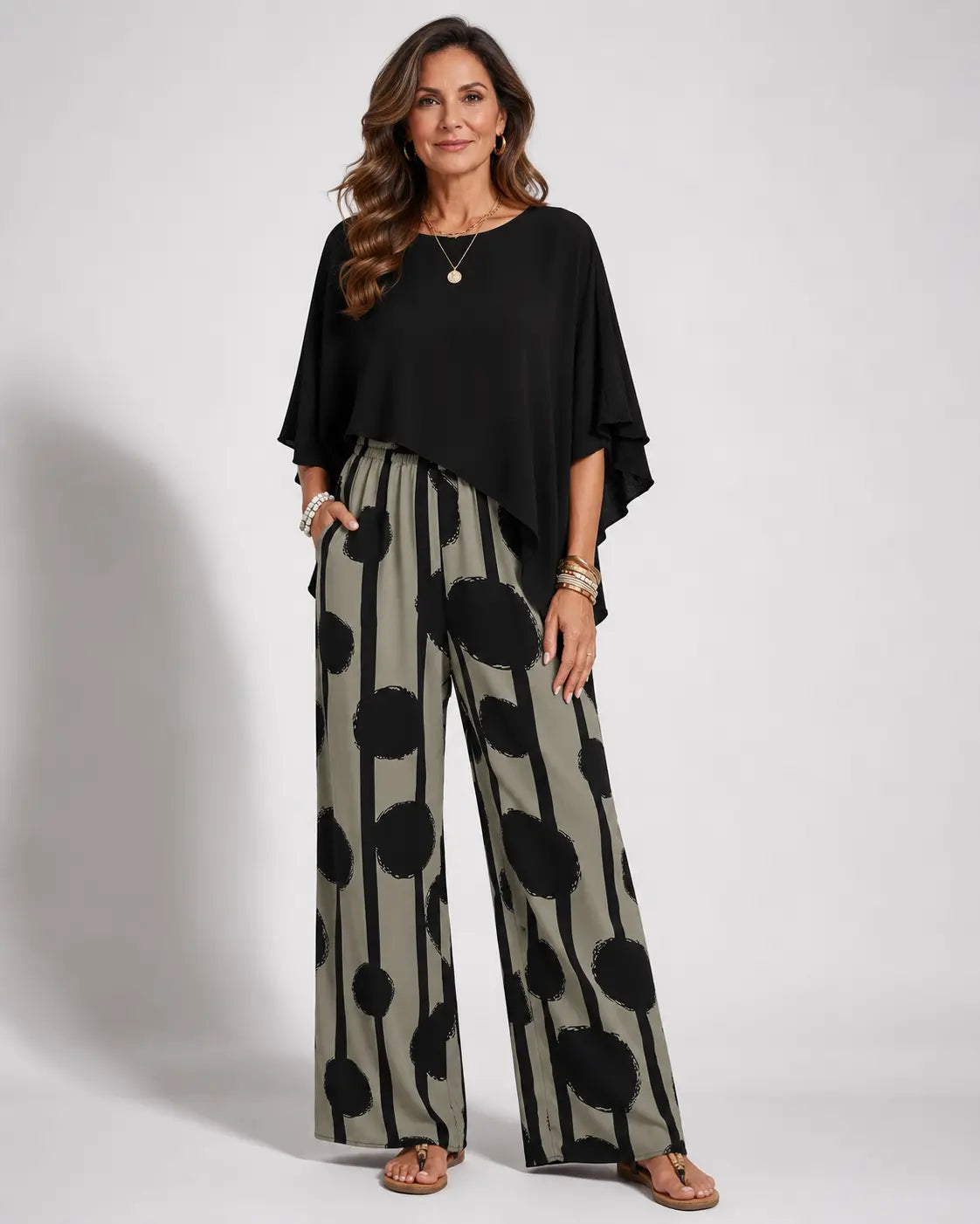 Valeriana™ | Asymmetrical Top and Boho Trousers Set
