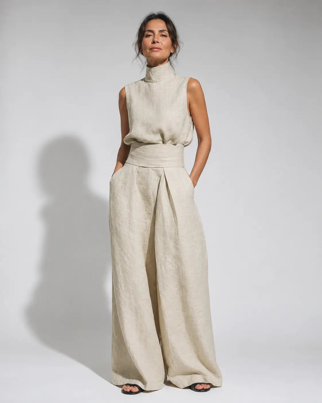 Venancia™ | Minimalist Top and Wide Leg Trousers Set