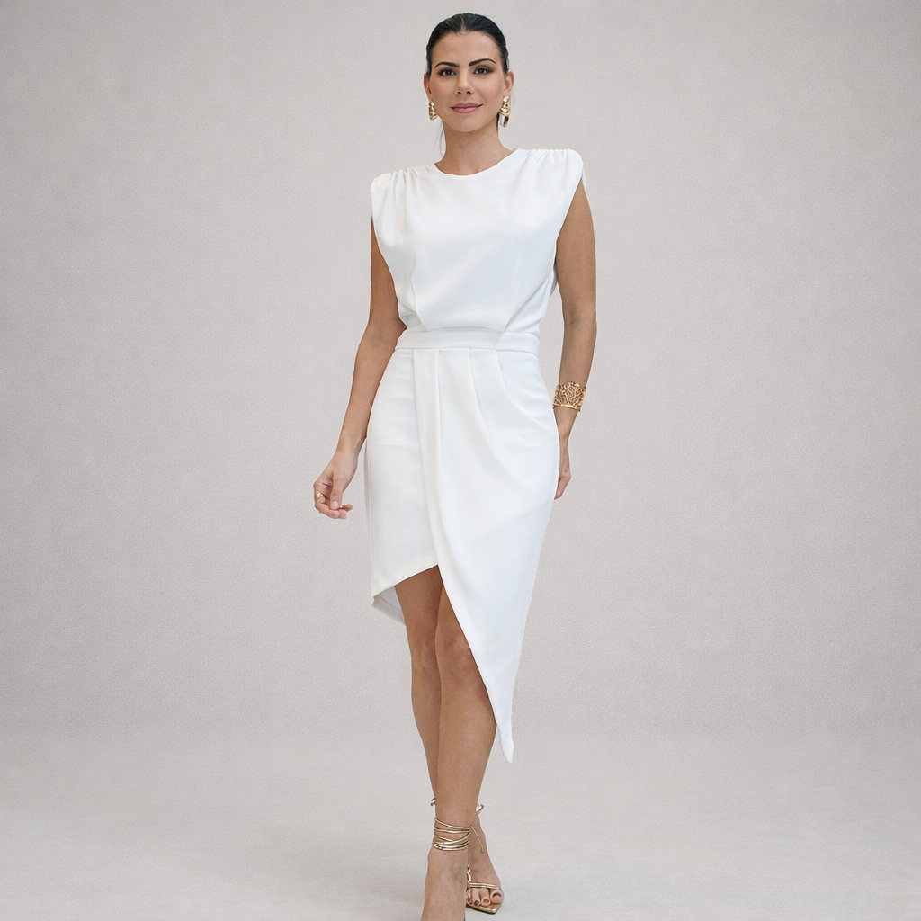 Alessia | Elegant dress with structured asymmetric line