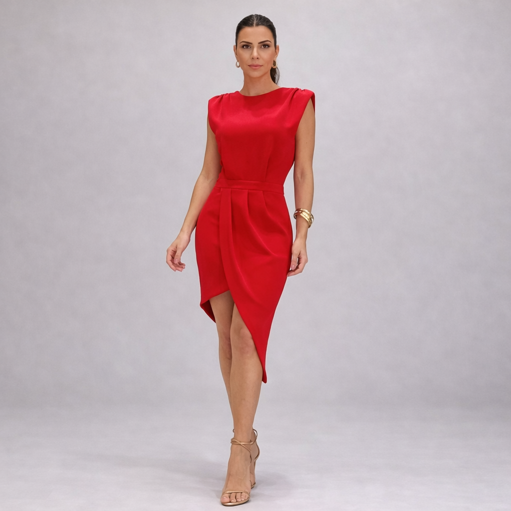 Alessia | Elegant dress with structured asymmetric line