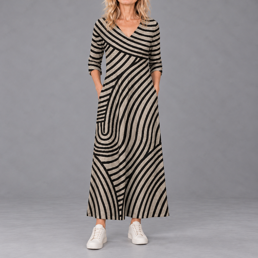 Ayla Vintage Striped Dress with Pockets