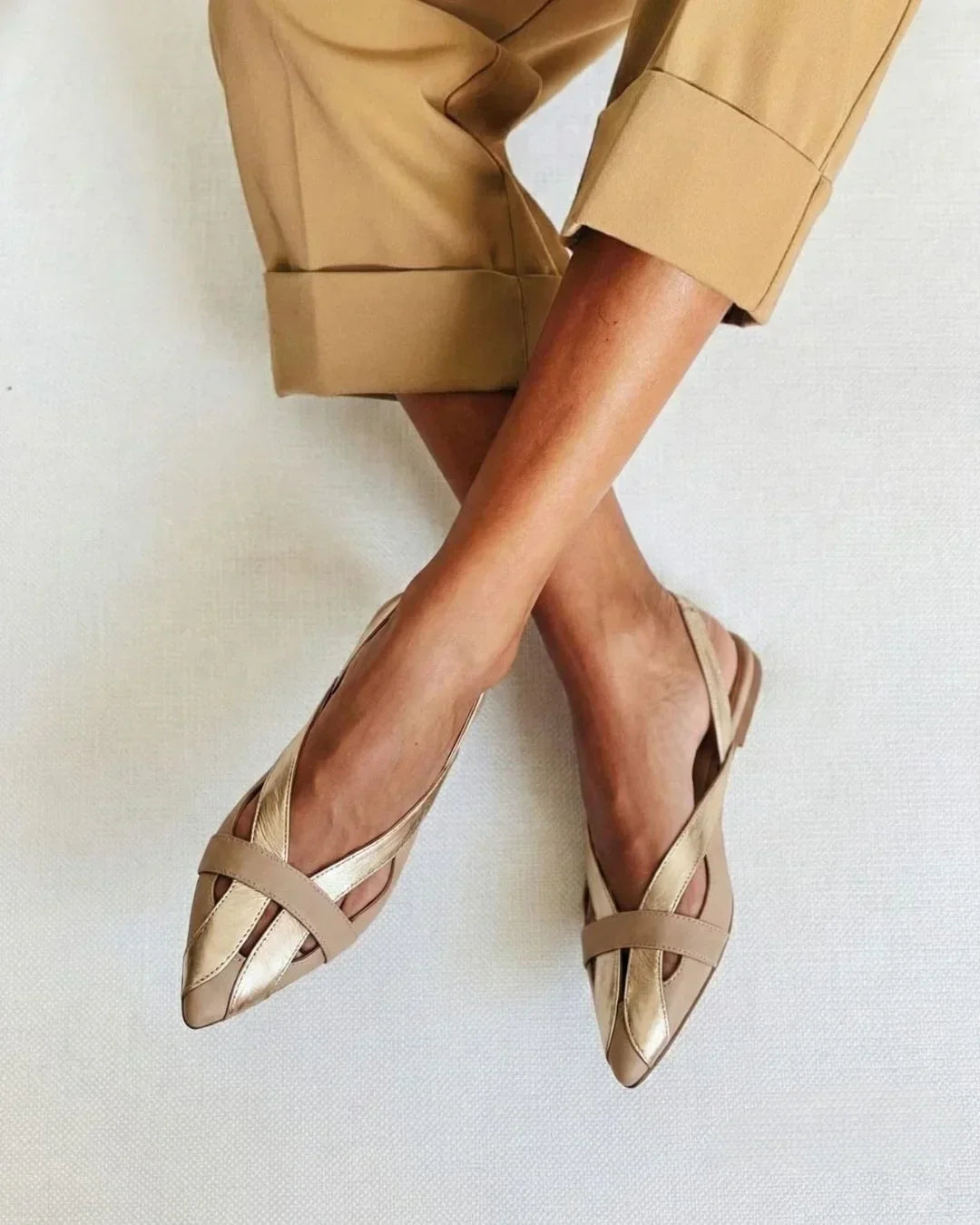 Chic Colour Block Slingback Ballerinas with Pointed Toe