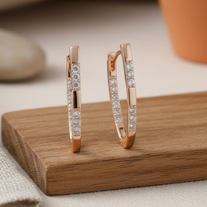 Elegant earrings with zirconia in gold