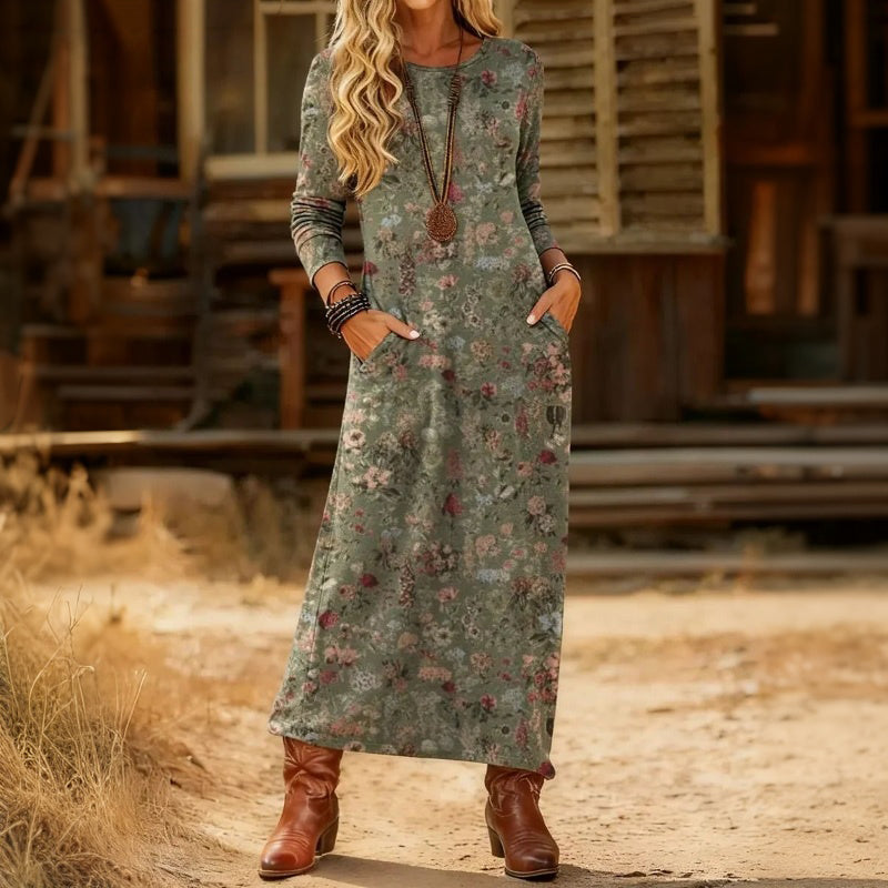 Laurel | Sage Floral Maxi Dress