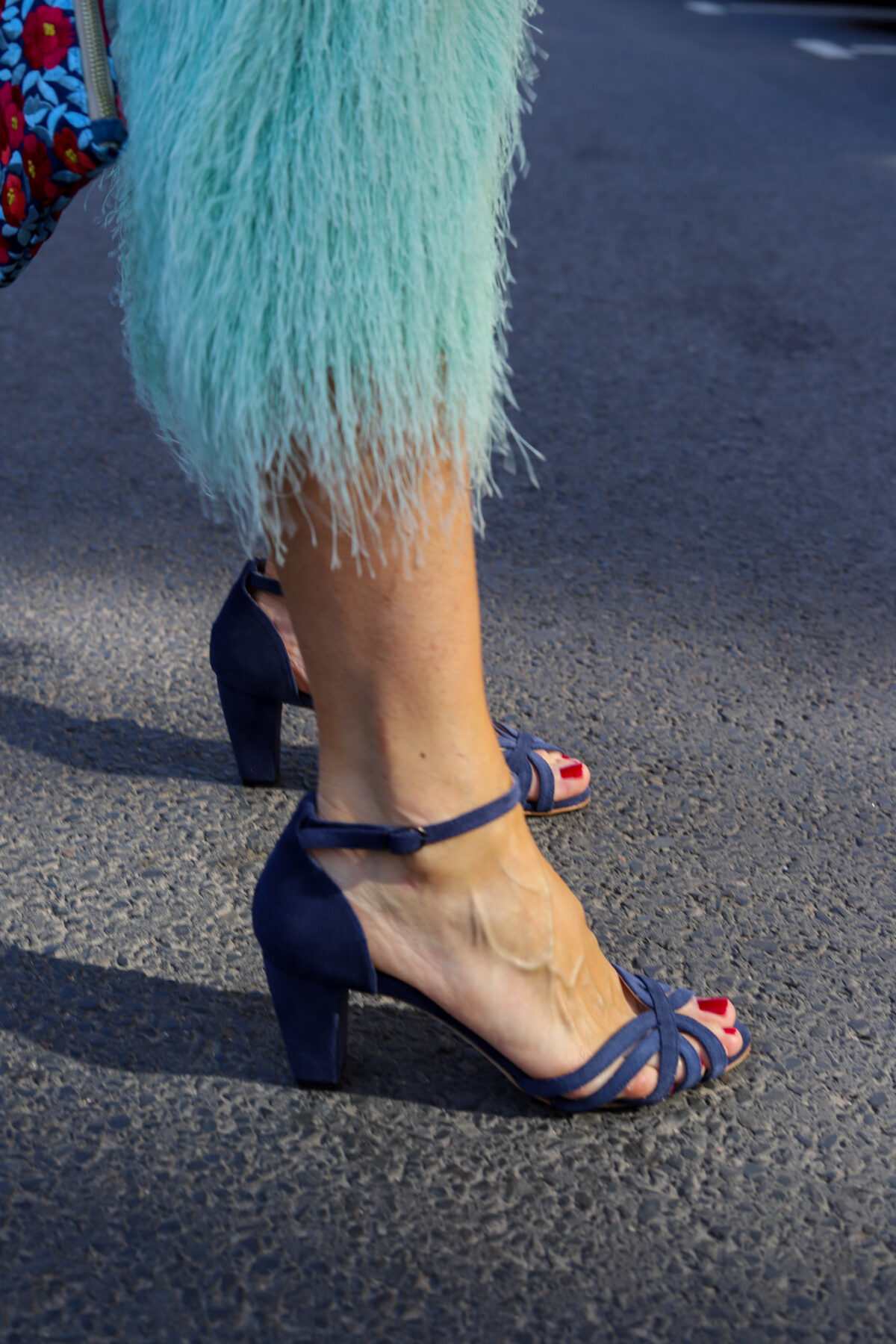 Red Suede Open-Toe Sandals with Crossed Straps