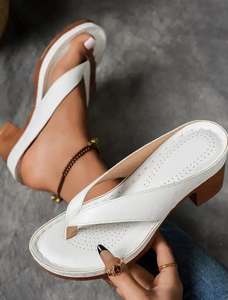 Elegance & Comfort Heeled Toe-Post Sandals