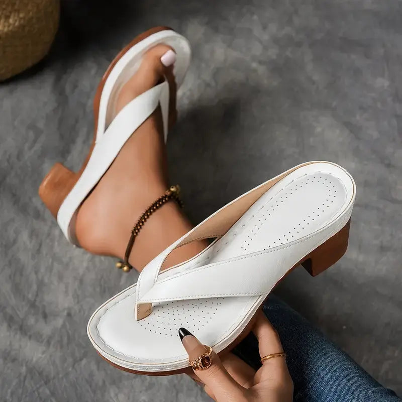 Elegance & Comfort Heeled Toe-Post Sandals