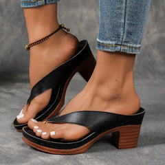 Elegance & Comfort Heeled Toe-Post Sandals
