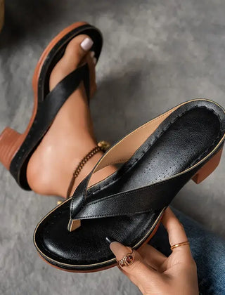 Elegance & Comfort Heeled Toe-Post Sandals