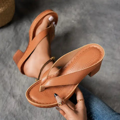 Elegance & Comfort Heeled Toe-Post Sandals
