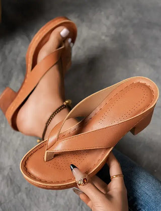 Elegance & Comfort Heeled Toe-Post Sandals