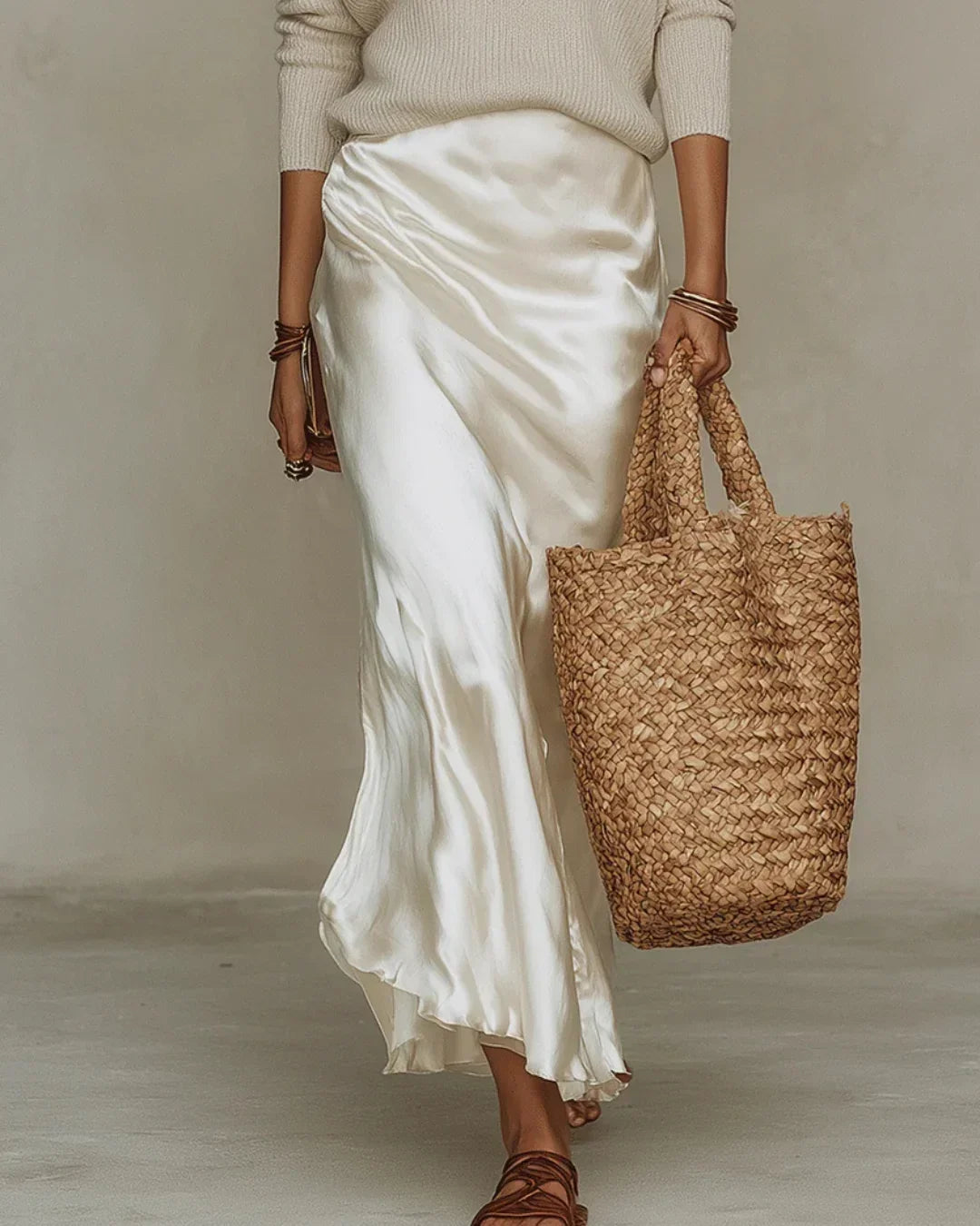 Brisa Satin Midi Dress with Matching Jumper