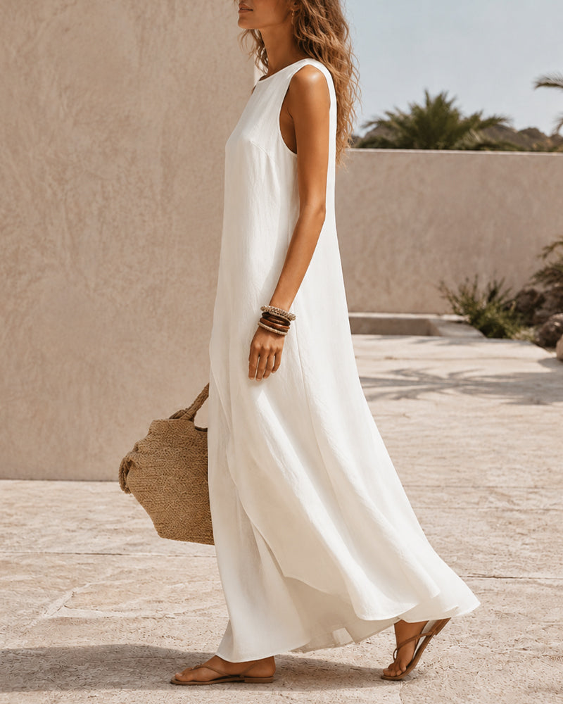 Casual Sleeveless Asymmetrical Hem Long Dress