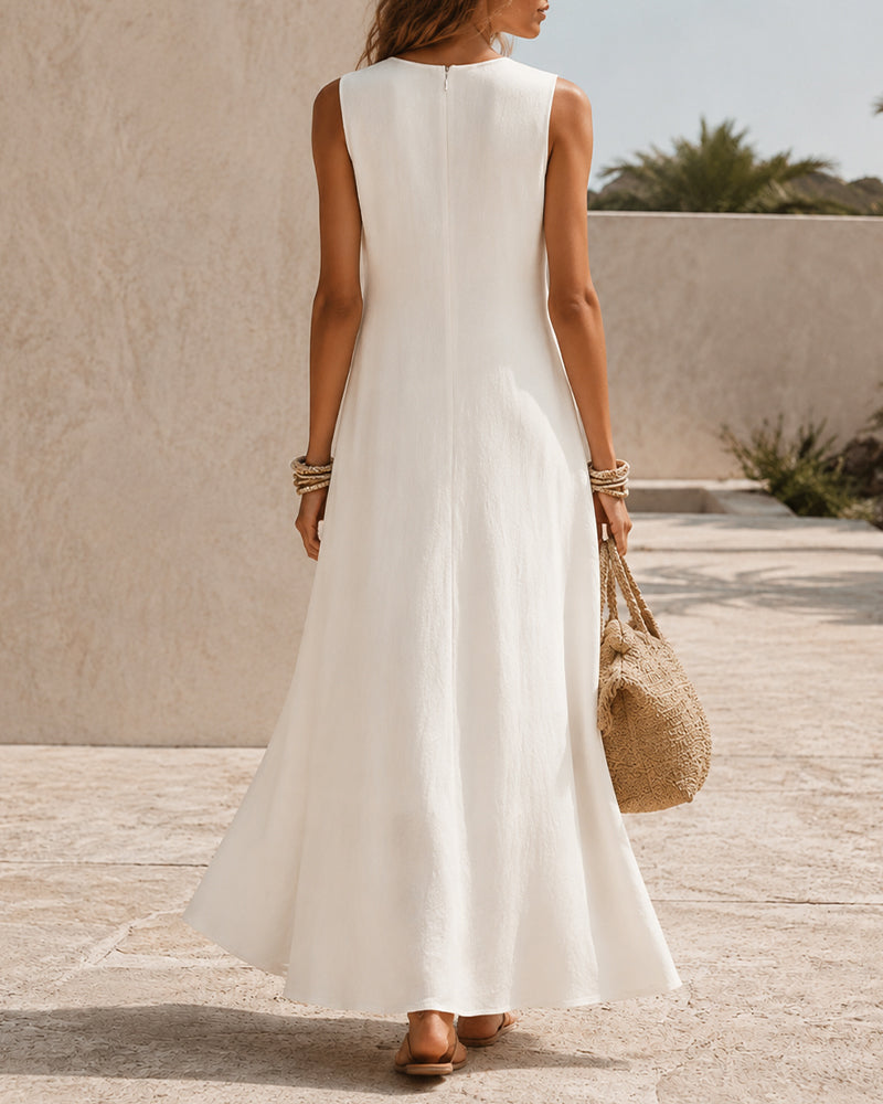 Casual Sleeveless Asymmetrical Hem Long Dress