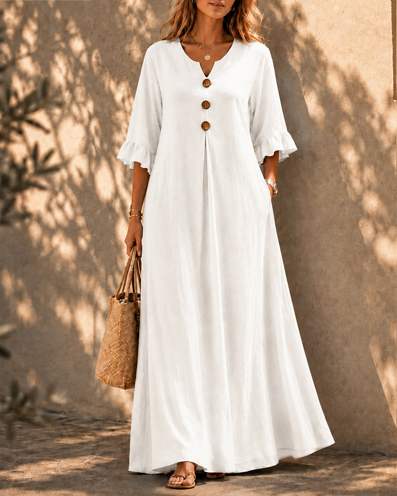 Casual Loose Ruffled Sleeves Long Dress