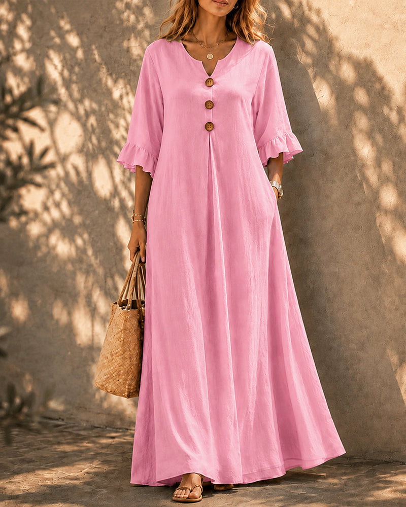 Casual Loose Ruffled Sleeves Long Dress