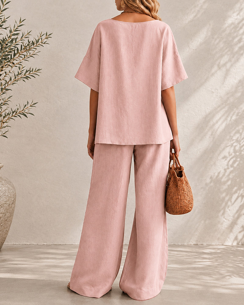 Casual Easy Living Wide-Leg Set